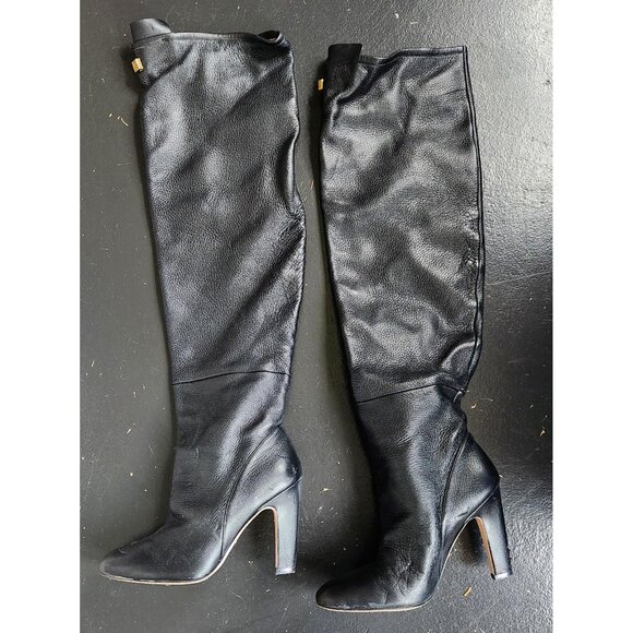 Stuart Weitzman Black Over the knee Leather Boots Size 8.5M - Picture 10 of 14
